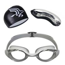 Kit Óculos de Natação Adulto Profissional Com Touca e Estojo