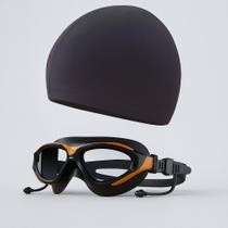 Kit óculos de natação+touca adulto-premium profissional-nero