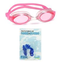 Kit Óculos de Natação Vollo Essential e Acessórios Protetor de Nariz e Ouvido