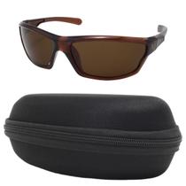 Kit Óculos De Sol Feminino E Masculino + Estojo Ziper, Modelo Esportivo Aro Completo, Proteção UV400 Armação Preta Fosca