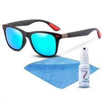 Kit Óculos De Sol Polarizado Proteção UV Spray e Flanela Limpa Lente