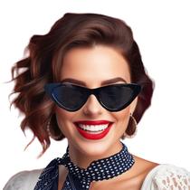 Kit Óculos Gatinho Anos 60 Vintage Retrô Pin Up + Lenço Bandana Bolinhas - Carnaval Festa Fantasia