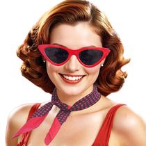 Kit Óculos Gatinho Anos 60 Vintage Retrô Pin Up + Lenço Bandana Bolinhas - Carnaval Festa Fantasia Kit Óculos Gatinho Anos 60 Vintage Retrô Pin Up + Lenço Bandana Bolinhas - Carnaval Festa Fantasia