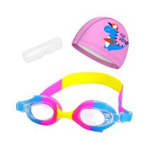 Kit Óculos Natação Com Estojo e Touca Infantil Desenhos Coleção Peixinhos