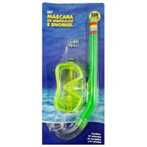 Kit Oculos Natacao Infantil Mascara Pequena + Snorkel Verde - Rocie