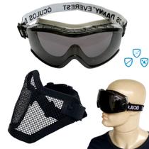 Kit Oculos Protecao Paintball Anti Risco Anti Embaçante Balistico UV Ca Mascara Meia Face Telada - Brutauro Danny Everest Incolor
