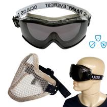 Kit Oculos Protecao Paintball Anti Risco Anti Embaçante Balistico UV Ca Mascara Meia Face Telada - Brutauro Danny Everest Incolor