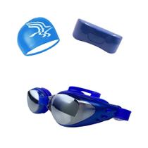 Kit Óculos Touca e Estojo para Natação Adulto Proteção UV