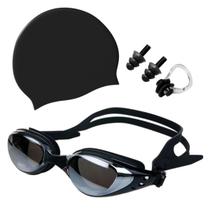 Kit Óculos Touca Silicone Protetor Nasal Aurícular Natação Profissional Hero Band