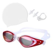 Kit Óculos Touca Silicone Protetor Nasal Aurícular Natação Profissional Hero Band