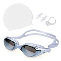 Kit Óculos Touca Silicone Protetor Nasal Aurícular Natação Profissional Hero Band