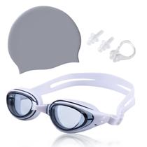 Kit Óculos Touca Silicone Protetor Nasal Aurícular Natação Profissional Hero Band