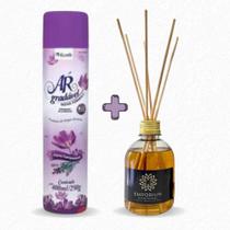 Kit Odorizador Spray de Ambiente Tipo Bom Ar 400ml + Aromatizador Sensação C/Varetas 250ml