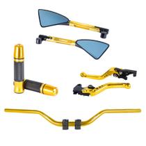 Kit Off Racer Guidão Esportivo Manopla Manete Retrovisor Mt 03