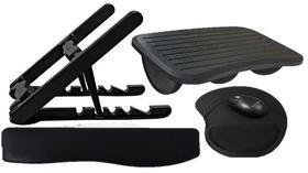 Kit Office Ergonômico - Suporte Note, Keypad, Mousepad e Apoio P/pés (sem mouse)
