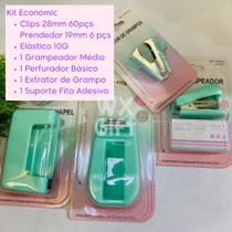 Kit Office Escritório Completo Verde Pastel 7 Itens - Interponte / WX Gift