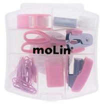 Kit office mini Molin rosa claro com 9 itens