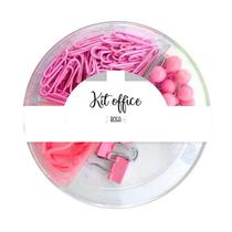 Kit office prendedor, clips, alfinete, elástico Rosa 90unid Kit office prendedor, clips, alfinete, elástico Rosa 90unid