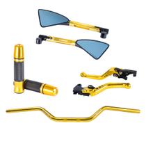 Kit OffRacer Guidão Esportivo Manopla Manete Espelho Factor Fazer 150
