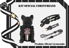 Kit Oficial Corinthians Coleira + Peitoral + Guia + Chaveiro