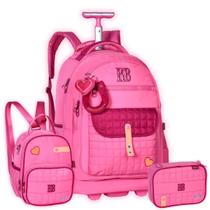 Kit Oficial Mochila Rodinhas Rebecca Bonbon Lancheira Estojo Cor:Rosa