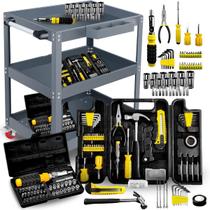 Kit Oficina Completo com Carrinho de 3 Andares maleta Profissional Ferramentas 241 Peças Snel Ferramentas