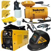 Kit Oficina Serralheiro Máquina de Solda 160A Mascara Kit Pintura Compressor de Ar