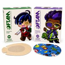 Kit Oftam Tampão Ocular Bege Azul Infantil 40 Un Estrabismo