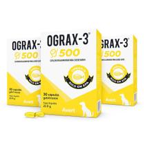 Kit Ograx-3 500mg 30 Cápsulas para Cães e Gatos