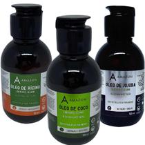 Kit Óleo Capilar Coco 100ml -Rícino 100ml -Jojoba 100ml