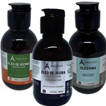 Kit Óleo Capilar Jojoba 100ml -Rícino 100ml -Glicerina 100ml