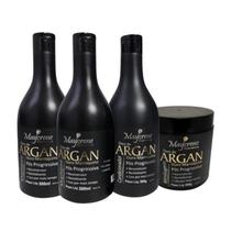 Kit Óleo De Argan Branco Pós Progressiva (02 Shampoo, 01 Condicionador e 01 Máscara) Maycrene