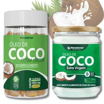 Kit Óleo de Coco 1450mg 60 Cápsulas Óleo de Coco Líquido 200ml Extra Virgem Natunéctar