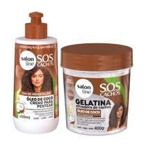 Kit Óleo de Coco Creme de Pentear 300ml e Gelatina 400g Tratamento Profundo Salon Line Kit Óleo de Coco Creme de Pentear 300ml e Gelatina 400g Tratamento Profundo Salon Line