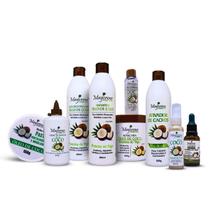 Kit Óleo de Coco Cuidados Capilares Completo - 9 PRODUTOS (Sha, Cond, Másc, Ativador, Creme, Pasta, Sérum, Umectante e Reparador 60ml)