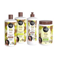 Kit Óleo de Coco Família com 4 Produtos, Salon Line, SOS Cachos, 1kg e 1L - S.O.S Cachos