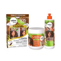 Kit Óleo de Coco (Sh e Cond, Masc e Ativador de Cachos 500ml)