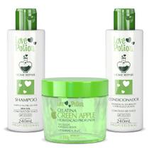 Kit óleo de coco shampoo e condicionador + gelatina green 300g - love potion Kit óleo de coco shampoo e condicionador + gelatina green 300g - love potion