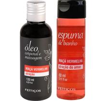 Kit Óleo De Massagem Corporal E Espuma De Banheira Maçã