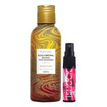Kit Óleo De Massagem Sensual Beijável Vanilla + Shock Plus Morango