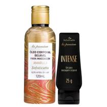 Kit Óleo De Massagem Sensual Quente + Gel Conforto Íntimo Intense Kit Óleo De Massagem Sensual Quente + Gel Conforto Íntimo Intense