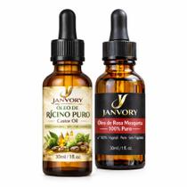 Kit Óleo de Rícino Puro e Óleo de Rosa Mosqueta 100% Puros Janvory - 2x30ml