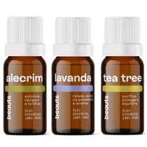 Kit Óleo Essencial 3 unidades 100 Puro e Natural, 10 mL, Beauts Lavanda, Alecrim e Melaleuca