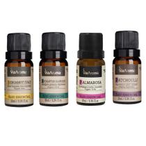 Kit óleo Essencial Bergamota Eucaliptua Palmarosa Patchoulli Via Aroma