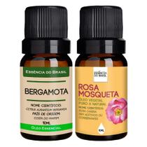 Kit Óleo Essencial Bergamota + Óleo Vegetal R. Mosqueta 10ml - Essência do Brasil