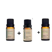 Kit óleo essencial cabelo forte e saudável 1 Alecrim +1 Tea Tree + 1 menta piperita