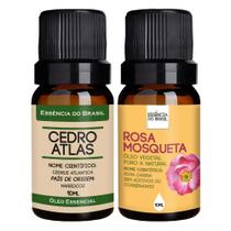 Kit Óleo Essencial Cedro Atlas + Vegetal Rosa Mosqueta 10Ml
