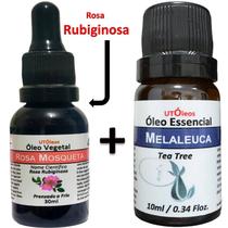 Kit Óleo Essencial De Melaleuca e Oleo Vegetal Rosa Mosqueta 100% PUROS
