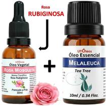 Kit Óleo Essencial De Melaleuca e Oleo Vegetal Rosa Mosqueta 100% PUROS