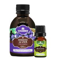 Kit Óleo Essencial de Melaleuca (Trea-Tree) + Óleo Semente de Uva (100% Puro) - Chamel Kit Óleo Essencial de Melaleuca (Trea-Tree) + Óleo Semente de Uva (100% Puro) - Chamel